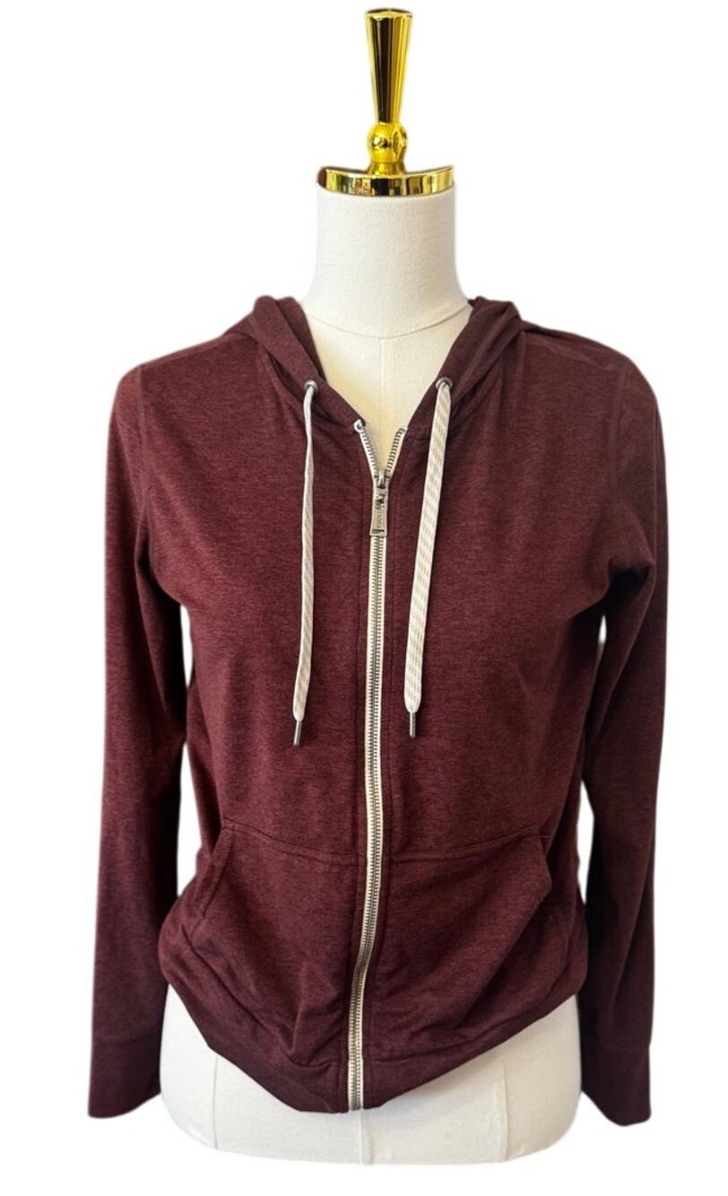 Vuori Performance Hoodie Fig Heather Full Zip Lightweight Sweatshirt/XS